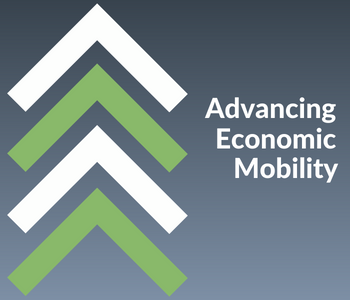 Blue BG Green Arrow AEM Logo (350 × 300 px)